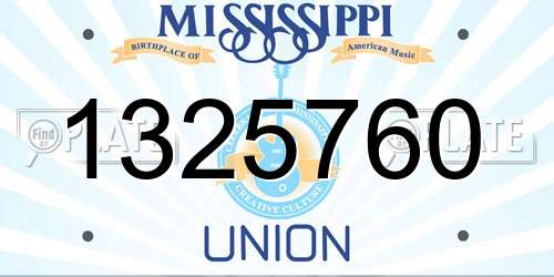 1325760 Mississippi License Plate