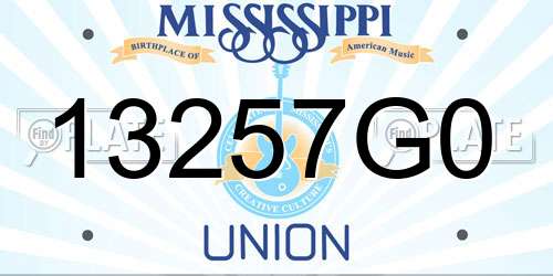 13257G0 Mississippi License Plate