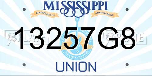 13257G8 Mississippi License Plate