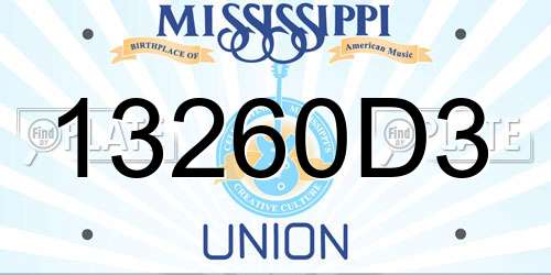 13260D3 Mississippi License Plate