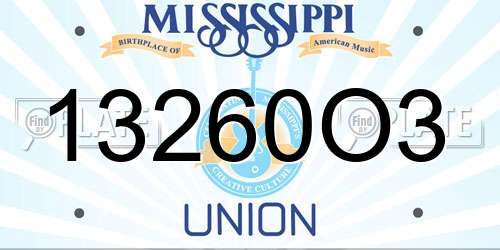 13260O3 Mississippi License Plate