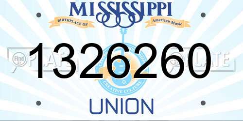 1326260 Mississippi License Plate