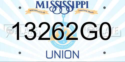 13262G0 Mississippi License Plate