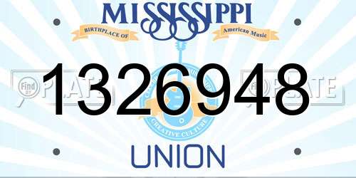 1326948 Mississippi License Plate