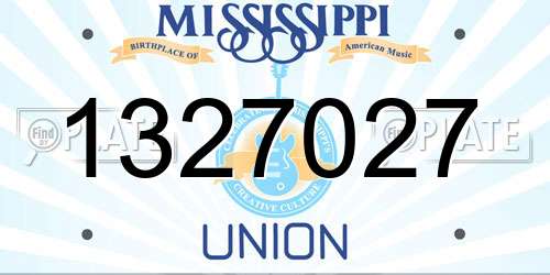 1327027 Mississippi License Plate