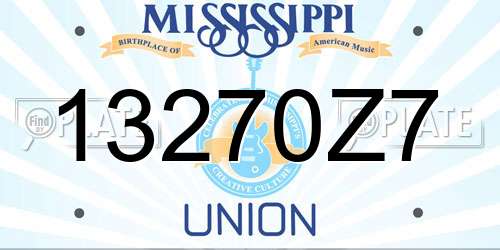 13270Z7 Mississippi License Plate