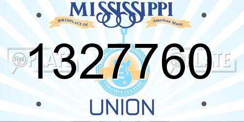 1327760 Mississippi License Plate