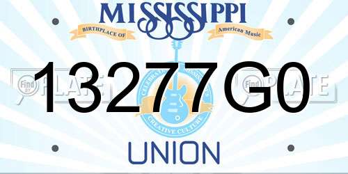 13277G0 Mississippi License Plate