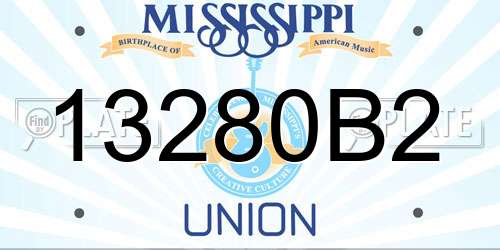 13280B2 Mississippi License Plate