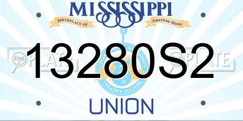 13280S2 Mississippi License Plate