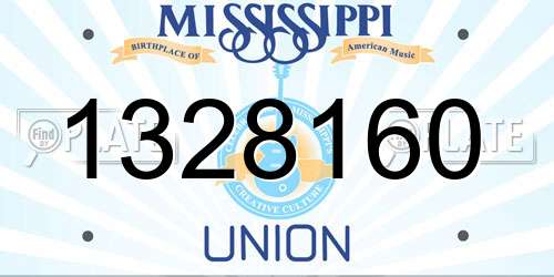 1328160 Mississippi License Plate