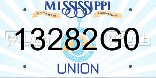 13282G0 Mississippi License Plate
