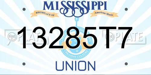 13285T7 Mississippi License Plate