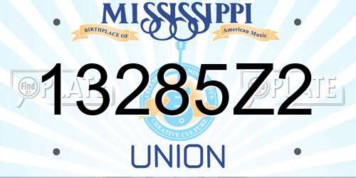 13285Z2 Mississippi License Plate