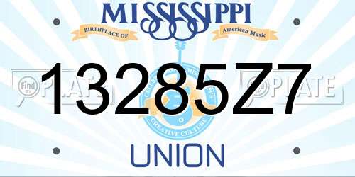 13285Z7 Mississippi License Plate