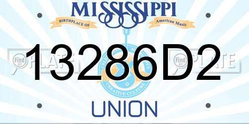 13286D2 Mississippi License Plate