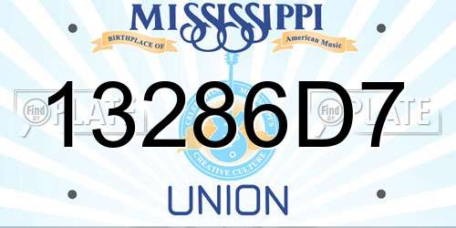 13286D7 Mississippi License Plate