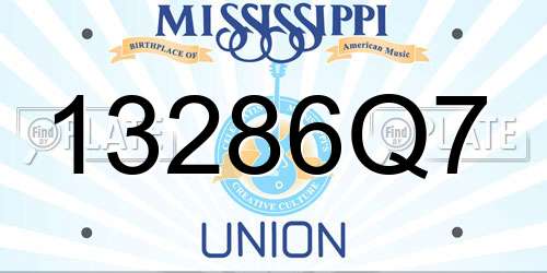13286Q7 Mississippi License Plate