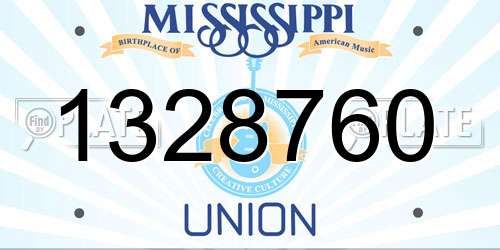 1328760 Mississippi License Plate