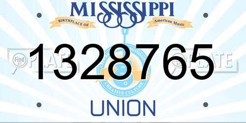 1328765 Mississippi License Plate