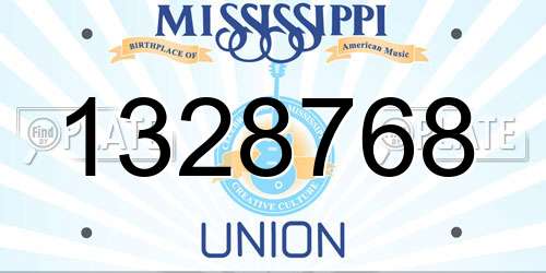 1328768 Mississippi License Plate