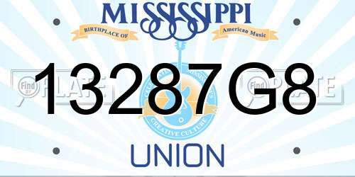 13287G8 Mississippi License Plate