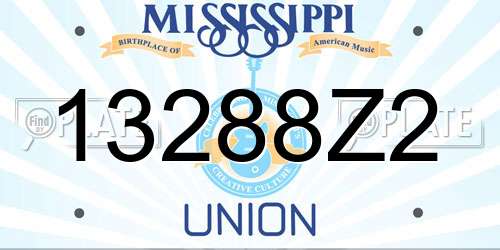 13288Z2 Mississippi License Plate