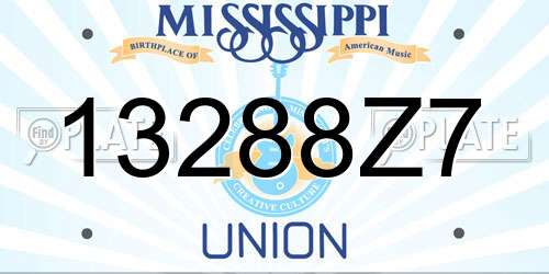 13288Z7 Mississippi License Plate