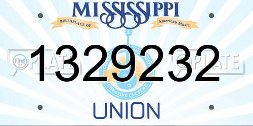 1329232 Mississippi License Plate