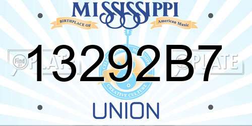 13292B7 Mississippi License Plate