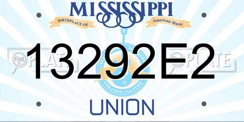 13292E2 Mississippi License Plate