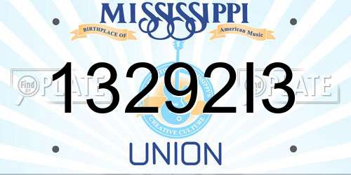 13292I3 Mississippi License Plate