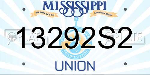 13292S2 Mississippi License Plate