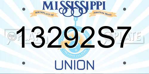 13292S7 Mississippi License Plate