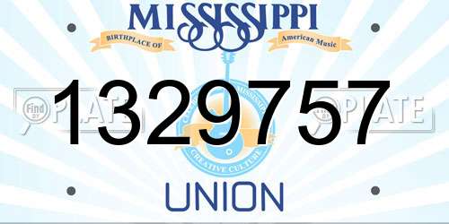 1329757 Mississippi License Plate