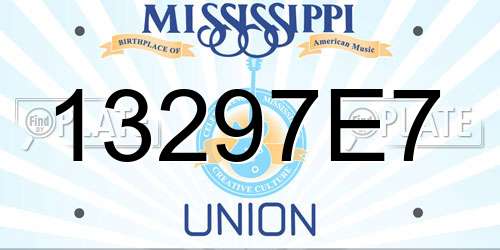 13297E7 Mississippi License Plate