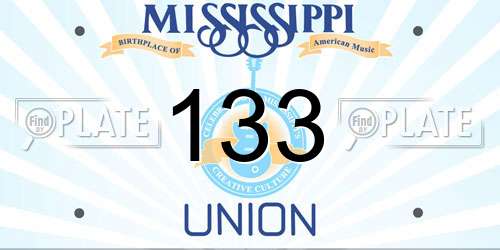 133 Mississippi License Plate
