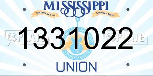 1331022 Mississippi License Plate