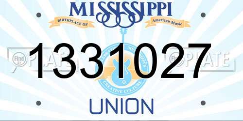 1331027 Mississippi License Plate
