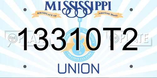 13310T2 Mississippi License Plate