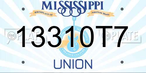 13310T7 Mississippi License Plate