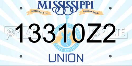 13310Z2 Mississippi License Plate