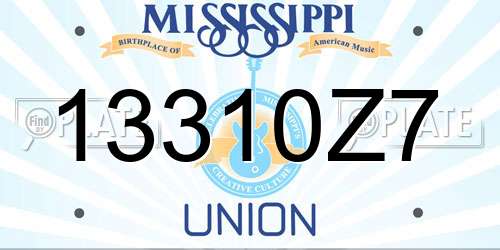 13310Z7 Mississippi License Plate