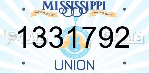 1331792 Mississippi License Plate