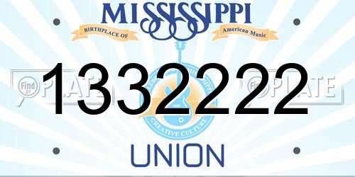 1332222 Mississippi License Plate