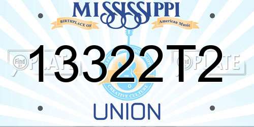 13322T2 Mississippi License Plate