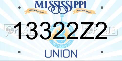 13322Z2 Mississippi License Plate