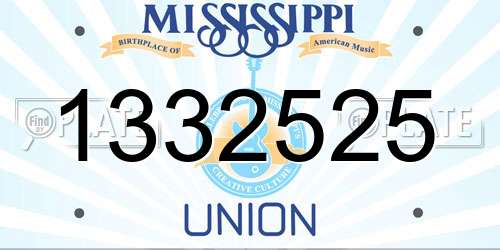 1332525 Mississippi License Plate