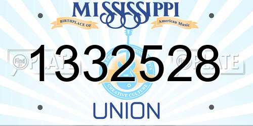 1332528 Mississippi License Plate