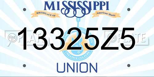 13325Z5 Mississippi License Plate
